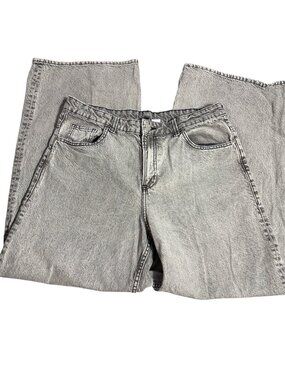 H&M Divided Gray Acid Wash Jeans Baggy Wide Leg Skater Modern Cotton Sz 10